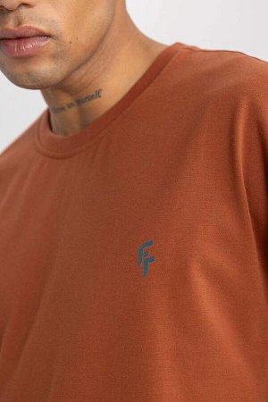 DeFactoFit Спортивная футболка оверсайз с круглым вырезом и короткими рукавами с принтом