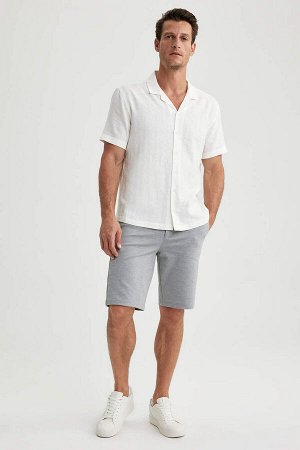 Рубашка с короткими рукавами и воротником-поло Modern Fit из смесового льна