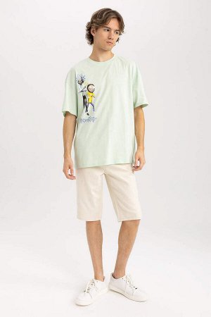 Удобная футболка с круглым вырезом и принтом «Рик и Морти» и короткими рукавами