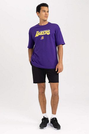 DeFactoFit Футболка свободного кроя с короткими рукавами и круглым вырезом NBA Los Angeles Lakers
