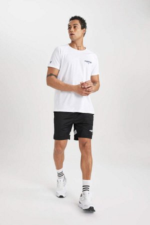 DeFactoFit Спортивная футболка с короткими рукавами и воротником узкого кроя с принтом