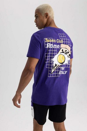DeFactoFit Стандартная футболка с круглым вырезом и короткими рукавами с принтом