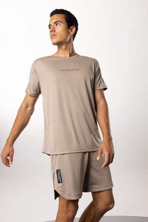 DeFactoFit Спортивная футболка стандартного кроя с круглым вырезом и короткими рукавами с принтом