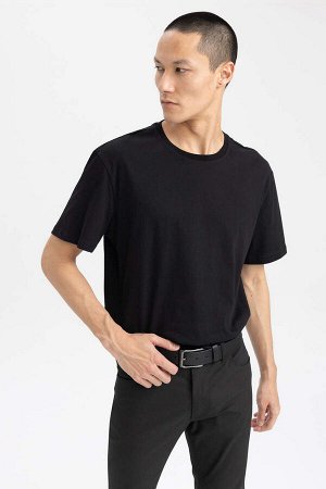 DEFACTO Новая футболка стандартного кроя с круглым вырезом и короткими рукавами из 100% хлопка
