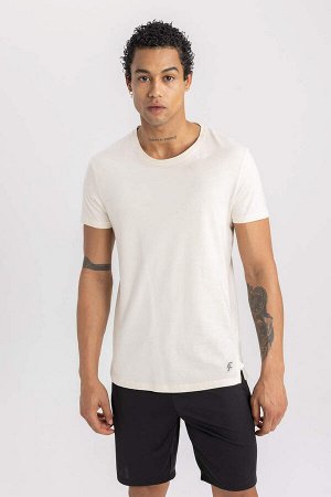 DeFactoFit Облегающая футболка с круглым вырезом для спортсменов из 100% хлопка с короткими рукавами