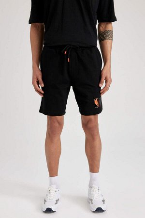 DeFactoFit Хлопковые шорты свободного кроя с короткими штанинами, лицензированные НБА