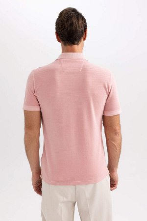 DEFACTO Облегающая футболка с воротником-поло и короткими рукавами