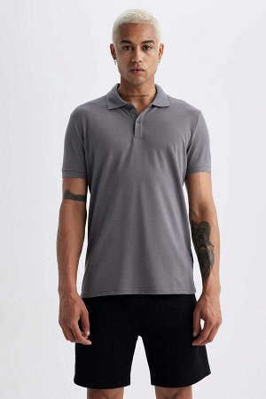 DeFactoFit Облегающая футболка с воротником-поло и короткими рукавами