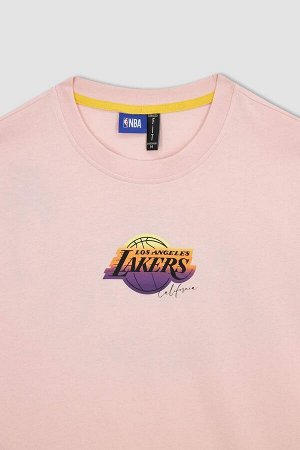 DeFactoFit Футболка стандартного кроя NBA Los Angeles Lakers из 100 % хлопка с круглым вырезом и короткими рукавами