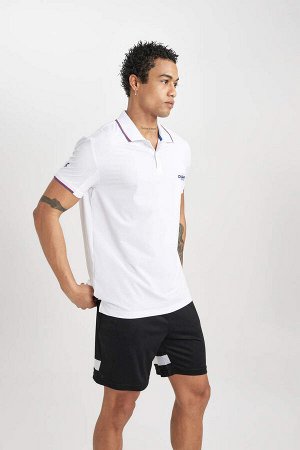 DeFactoFit Спортивная футболка-поло стандартного кроя с короткими рукавами и принтом