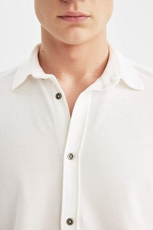 Рубашка обычного кроя из чесаного хлопка с длинными рукавами