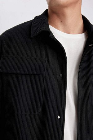 DEFACTO Плиссированная куртка с рубашечным воротником и расслабленным кроем