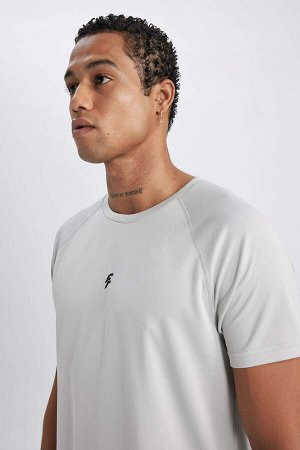 DeFactoFit Спортивная футболка узкого кроя с круглым вырезом и принтом