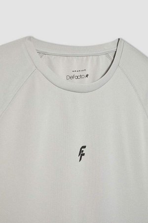 DeFactoFit Спортивная футболка узкого кроя с круглым вырезом и принтом