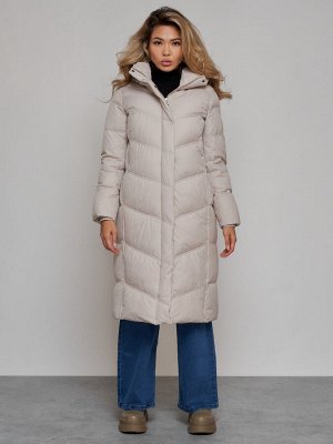 MTFORCE / Пальто утепленное молодежное зимнее женское светло-серого цвета