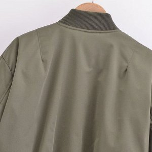 Весенне-осенняя укороченная куртка-бомбер, оливковый