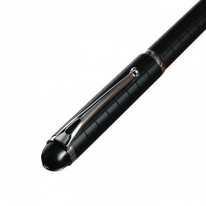Ручка подарочная, шариковая "Бизнес" в пластиковом футляре, поворотная, чёрная с серебристыми вставками