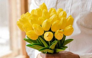 Цветок искусственный "Тюльпан", h 34см, цв.желтый