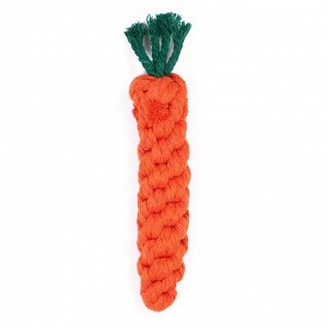 Игрушка канатная "Морковь", до 18 см, до 50 г, оранжевая/зелёная 7673184