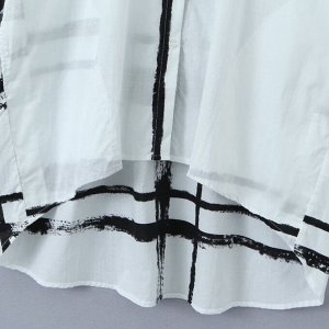 Женское асимметричное платье-рубашка с длинными рукавами, с принтом в полоску, белый