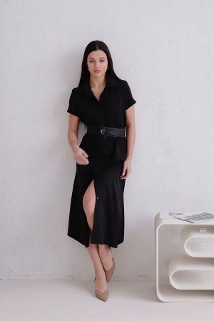Платье-рубашка удлинённое чёрное
