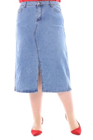 Юбка-4780 Фасон: Юбка
Материал: Джинсовая ткань
Цвет: Синий
Параметры модели: Рост 173 см, Размер 54
Длина юбки: Ниже колена

Юбка джинсовая с разрезом спереди голубая
Элегантная юбка из мягкой джин