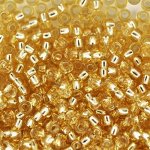 Бисер Золотистый, прозрачный, с серебряной линией прокола 50 гр.