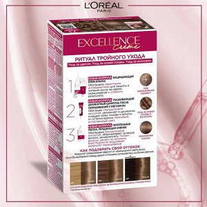 Loreal Paris, Стойкая крем-краска для волос "Excellence", оттенок 7.1, Русый пепельный, Лореаль EXPS