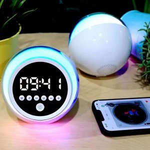 Будильник-Часы ночник Беспроводная портативная колонка-радио LIGHT BOOM Bluetooth с RGB подсветкой