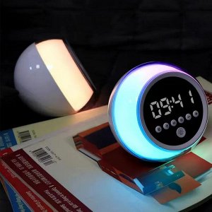 Будильник-Часы ночник Беспроводная портативная колонка-радио LIGHT BOOM Bluetooth с RGB подсветкой