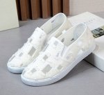 Слипоны легкие текстильные рваные, белый