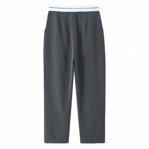 Классические брюки с контрастным поясом, серый