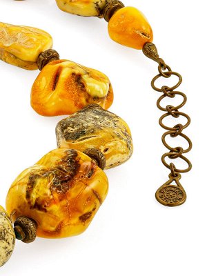Экзотическое ожерелье «Индонезия» из натурального цельного янтаря