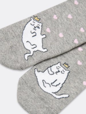 Женские укороченные носки с плюшевым следом в оттенке серый меланж (1 упаковка по 5 пар)