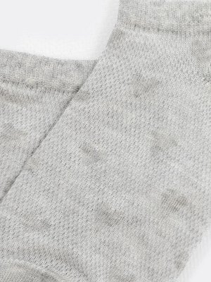 Носки женские короткие серого цвета с рисунком сердечек (1 упаковка по 5 пар)