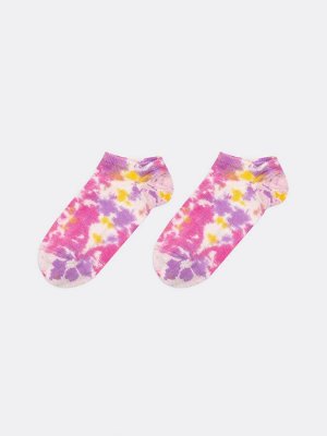 Носки женские короткие разноцветные в стиле тай-дай (1 упаковка по 5 пар)