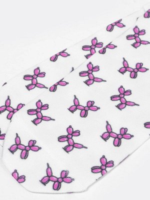 Носки женские короткие в сером цвете с принтом в виде собачек (1 упаковка по 5 пар)