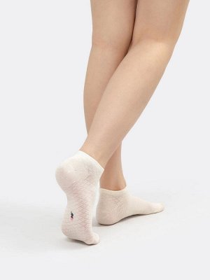Короткие носки женские в бежевом цвете с рисунком в виде ромбов (1 упаковка по 5 пар)