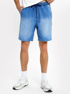 Джинсовые шорты для мужчин, синего цвета, со шнуровкой
