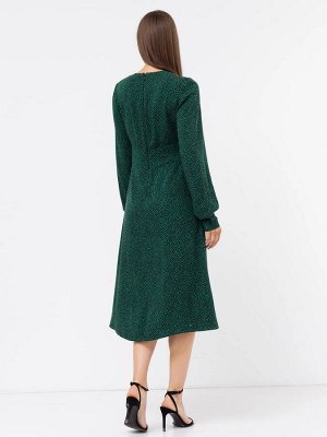 Полуприлегающее платье из вискозы в зеленое пятнышко