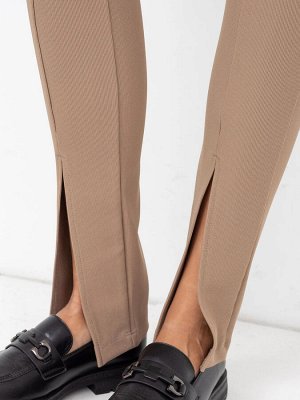 Облегающие женские брюки с разрезами в кофейном оттенке