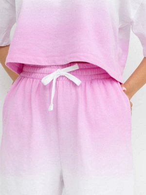 Хлопковый комплект (джемпер и шорты) в расцветке розовый градиент