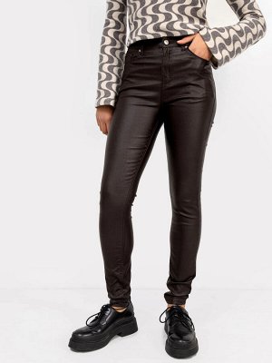 Женские джинсы силуэта jeggins fit в коричневом цвете