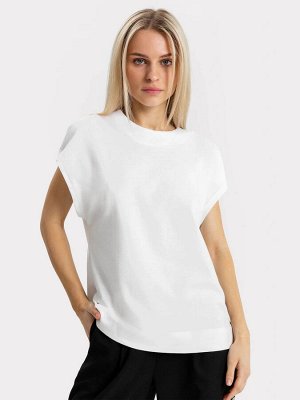 Хлопковая женская футболка-безрукавка в белом цвете