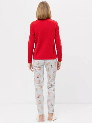 Флисовая пижама (лонгслив и брюки) с новогодним дизайном