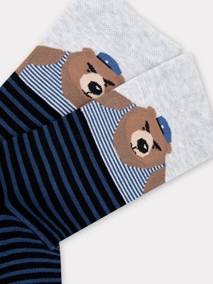 Носки мужские черные с рисунком в виде медведя (1 упаковка по 5 пар)