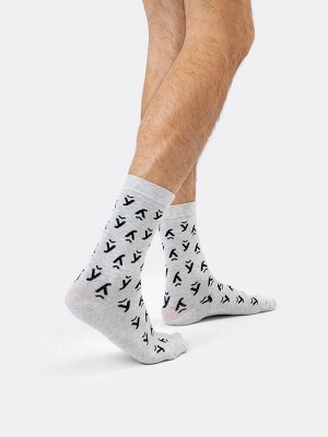 Высокие мужские носки серого цвета с рисунком букв (1 упаковка по 5 пар)