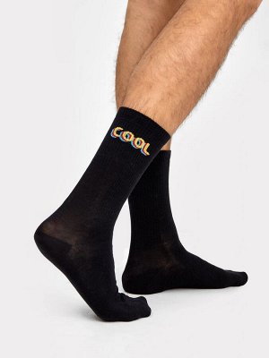 Высокие мужские носки черного цвета с надписью (1 упаковка по 5 пар)