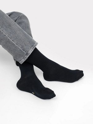 Мужские высокие носки черного цвета с ярким желтым прямоугольником (1 упаковка по 5 пар)