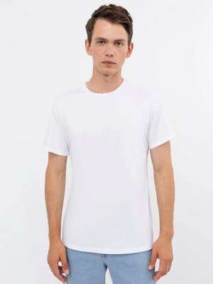 Прямая однотонная футболка белого цвета из хлопка